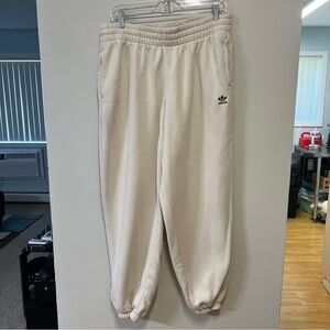 Woman's Adidas Cream Sweatpants Relaxed Fit Joggers